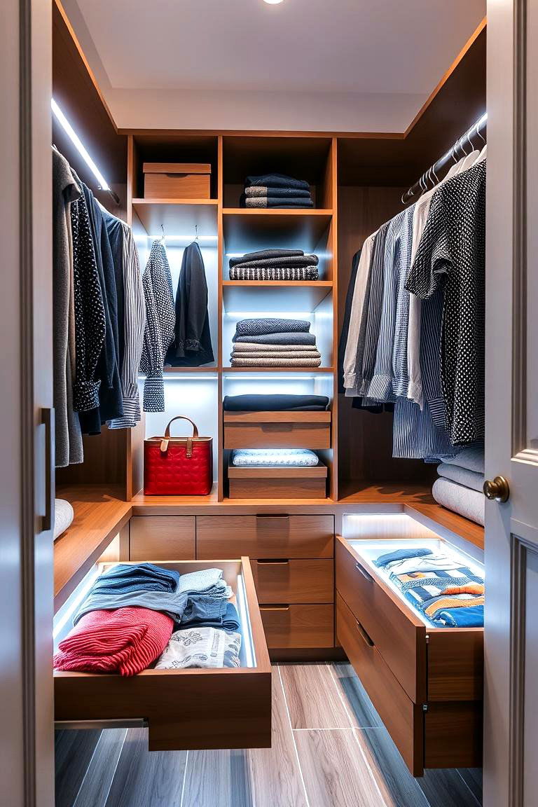 LED Strip Lights Inside Drawers - 25 Closet Lighting Ideas