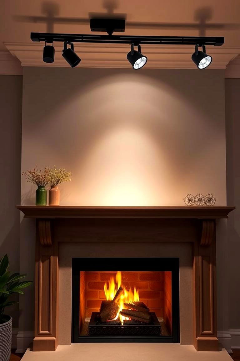 LED Track Lighting Above the Mantel - 25 Fireplace Mantel Lighting Ideas