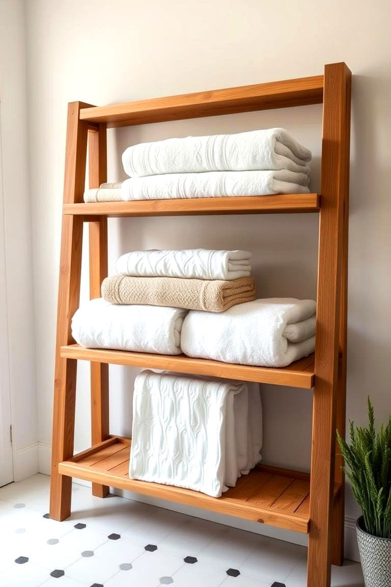 Ladder Shelf for a Rustic Touch - 25 Towel Storage Ideas