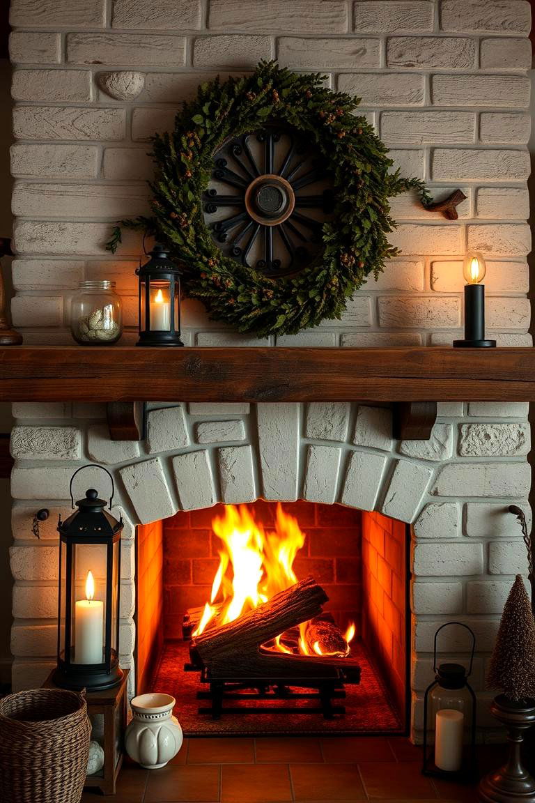 Lantern style Lighting for Rustic Charm - 25 Fireplace Lighting Ideas