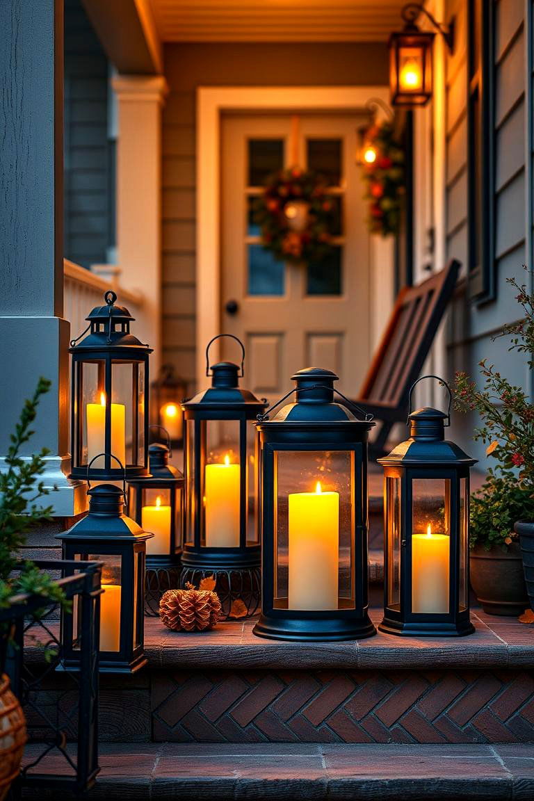 Lanterns and Candlelight - 25 Fall Porch Decor Ideas
