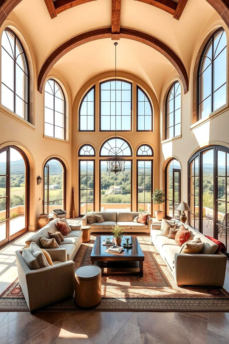 Large Arched Windows - 25 Tuscan Living Room Ideas
