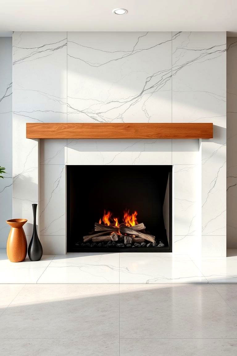 Large Format Tiles for a Seamless Look - 25 Fireplace Tile Ideas
