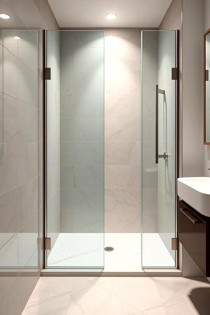Large Format Tiles for a Seamless Look - 25 Walk-in Shower Tile Ideas