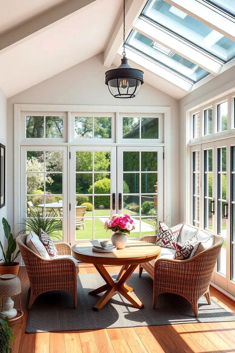 Large Glass Doors - 25 Farmhouse Sunroom Ideas