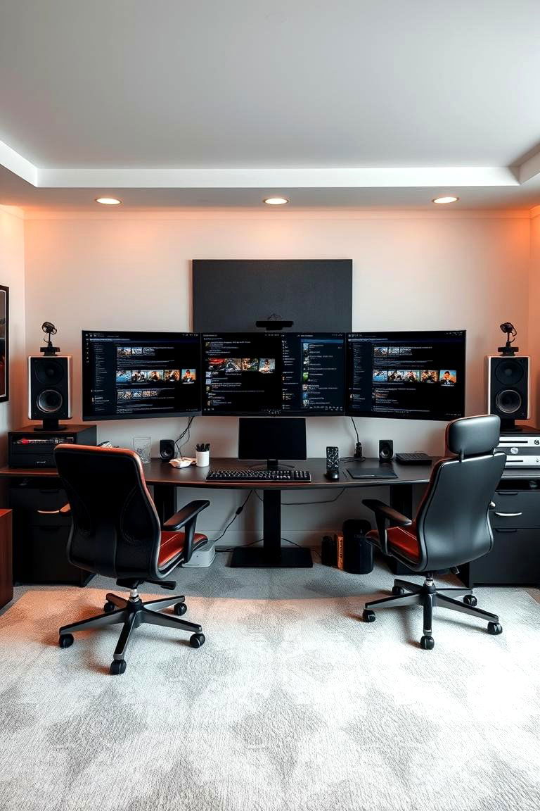 Large Monitor or Dual Screens for Enhanced Productivity - 25 Man Cave Office Ideas