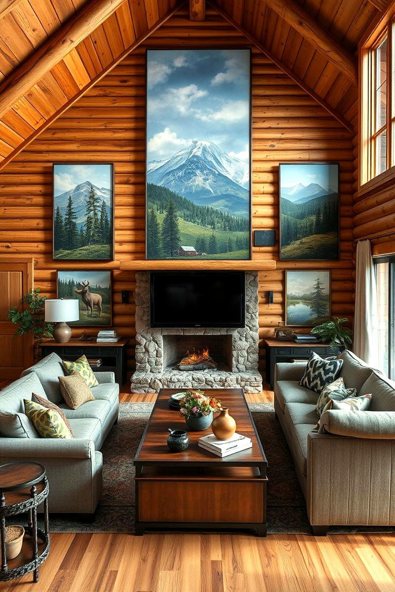 Large Scale Artwork - 25 Cabin Living Room Ideas