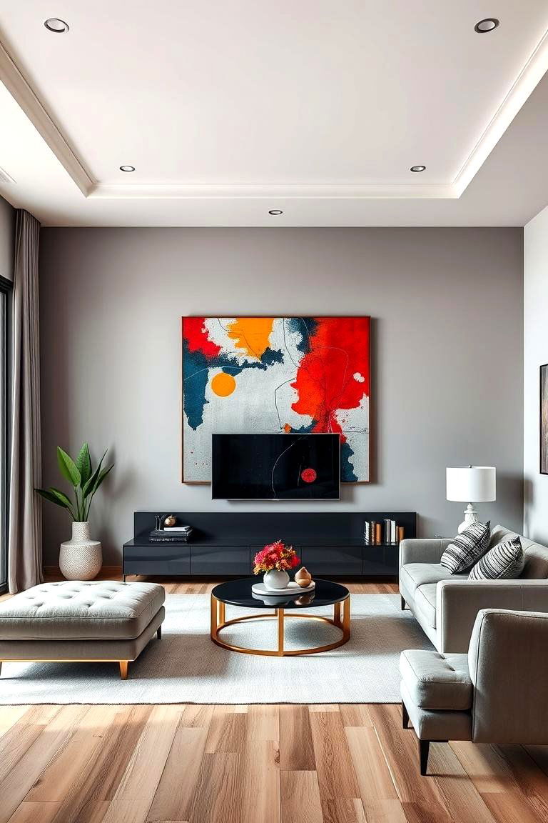 Large Scale Artwork for Visual Appeal - 25 Tv Room Ideas
