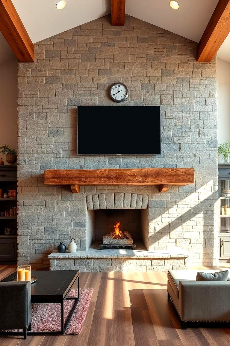 Large Scale Stone Fireplace for Open Spaces - 25 Floor-to-Ceiling Stone Fireplace Ideas