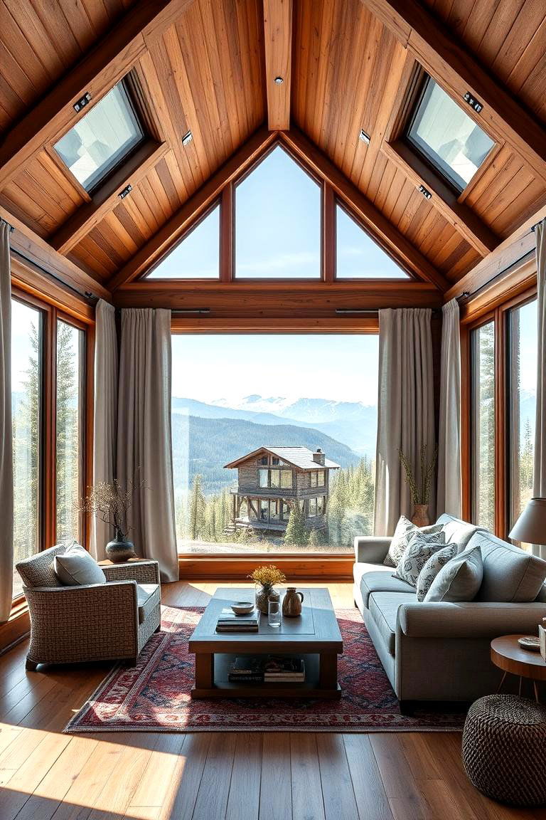 Large Windows for Natural Light - 25 Cabin Living Room Ideas