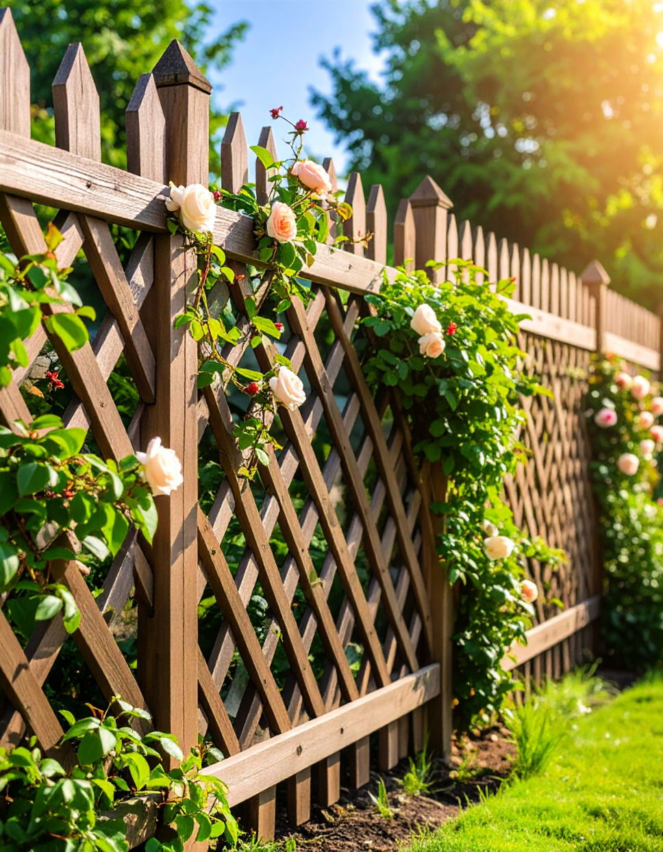 Lattice Fence with Climbers