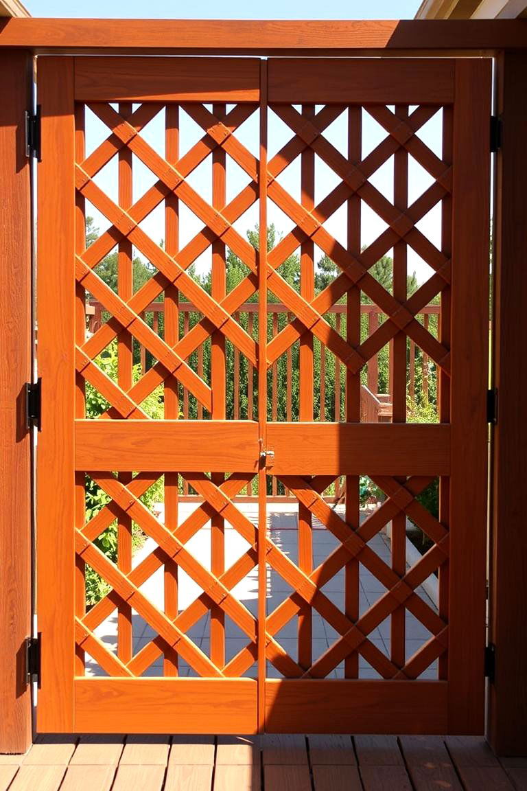 Lattice Gate for a Semi Solid Look - 25 Deck Gate Ideas