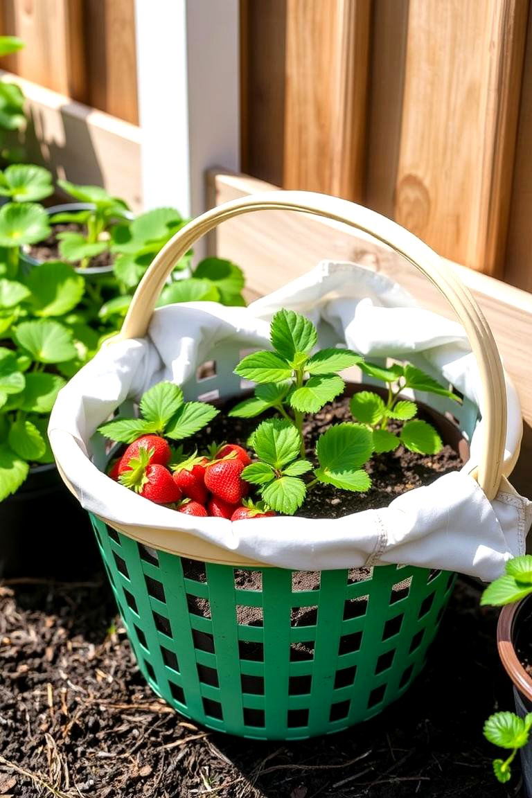 Laundry Basket Planters for Temporary Solutions - 25 Strawberry Planter Ideas