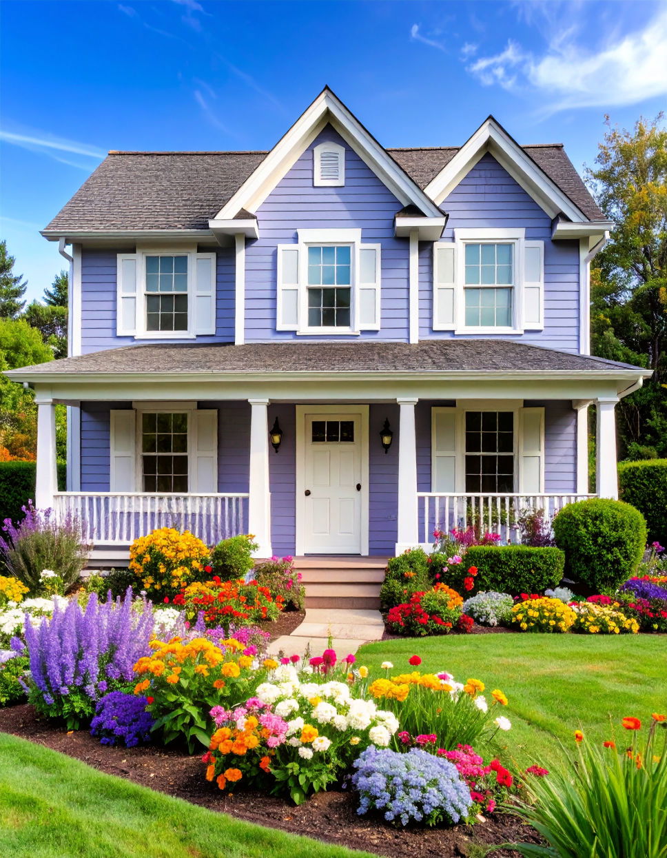 Lavender Brick with White Trim