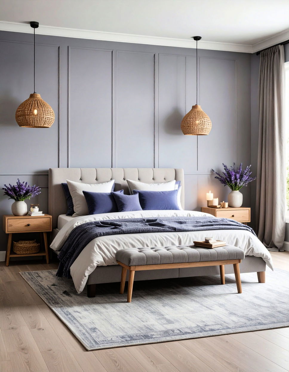 Lavender and Gray for a Calm Serene Vibe Two Tone Wall Paint Ideas