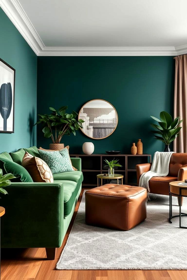 Layer with Textures for Visual Interest - 25 Forest Green Living Room Ideas