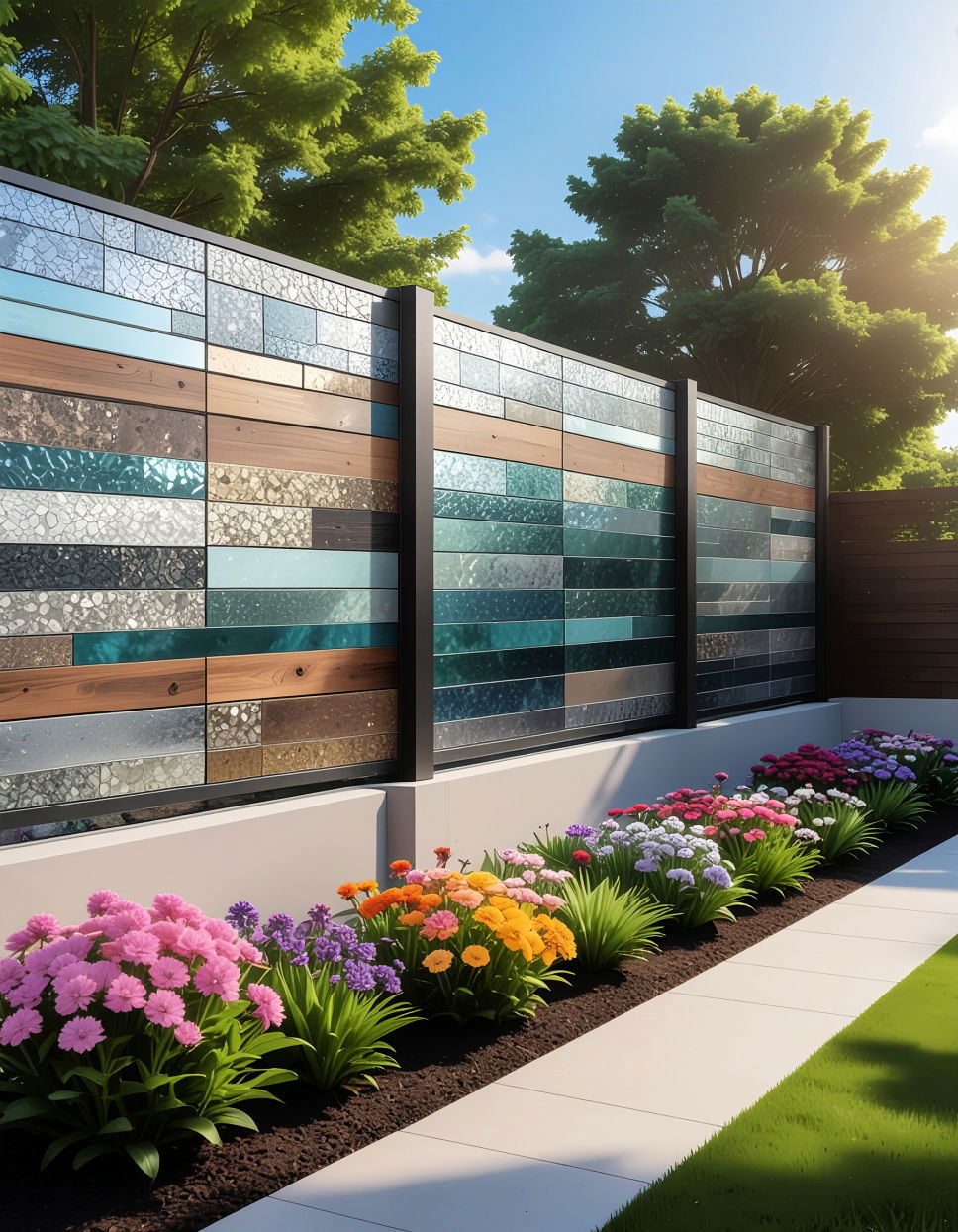 Layered Mixed Materials Fence Art