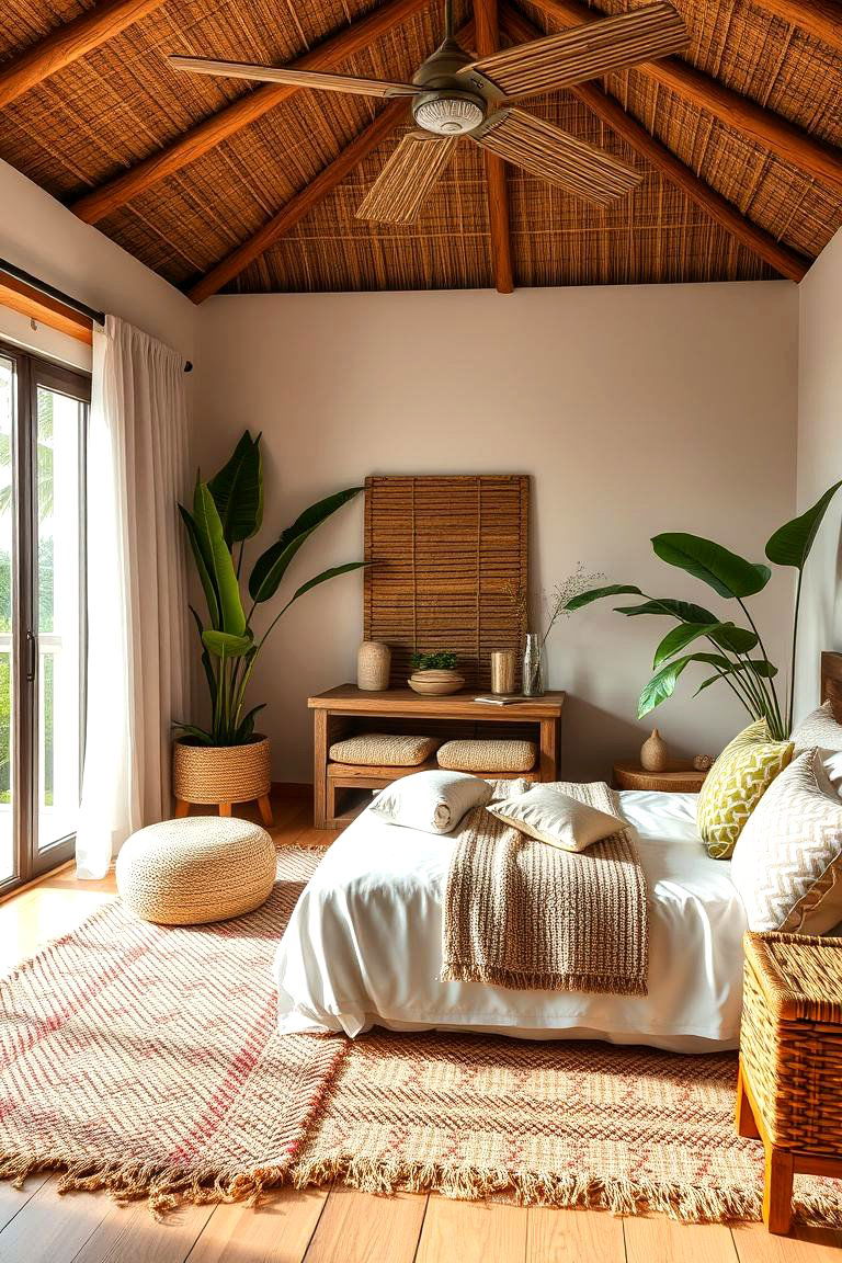 Layered Textures for Depth and Interest - 25 Tropical Bedroom Ideas
