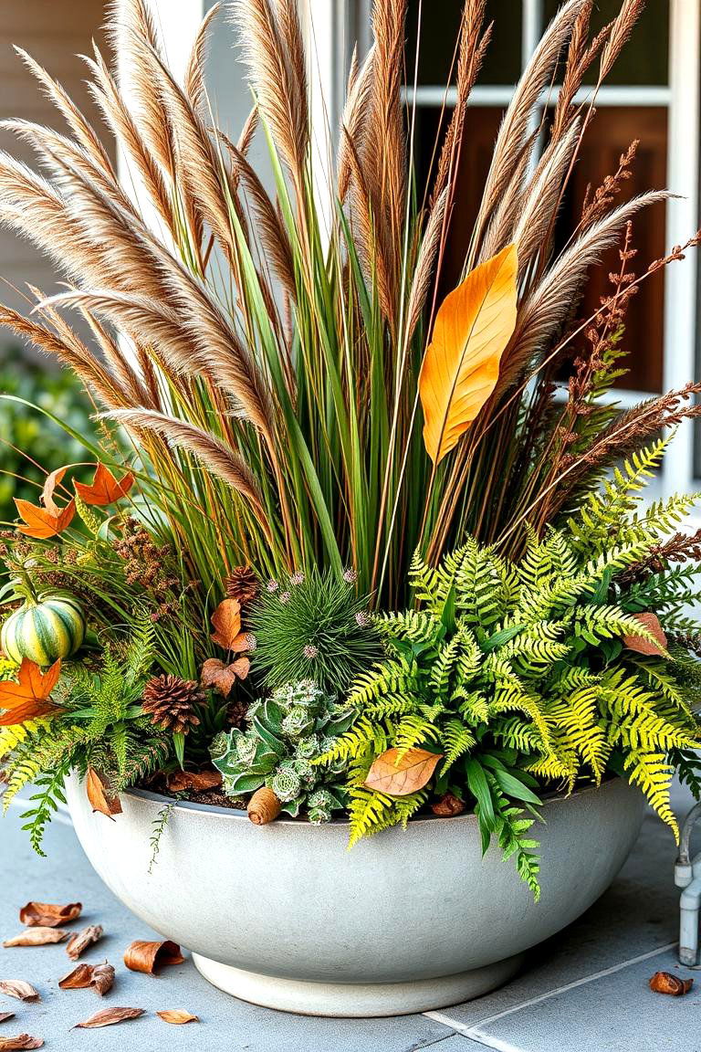 Leafy Fall Planter - 25 Fall Planter Ideas