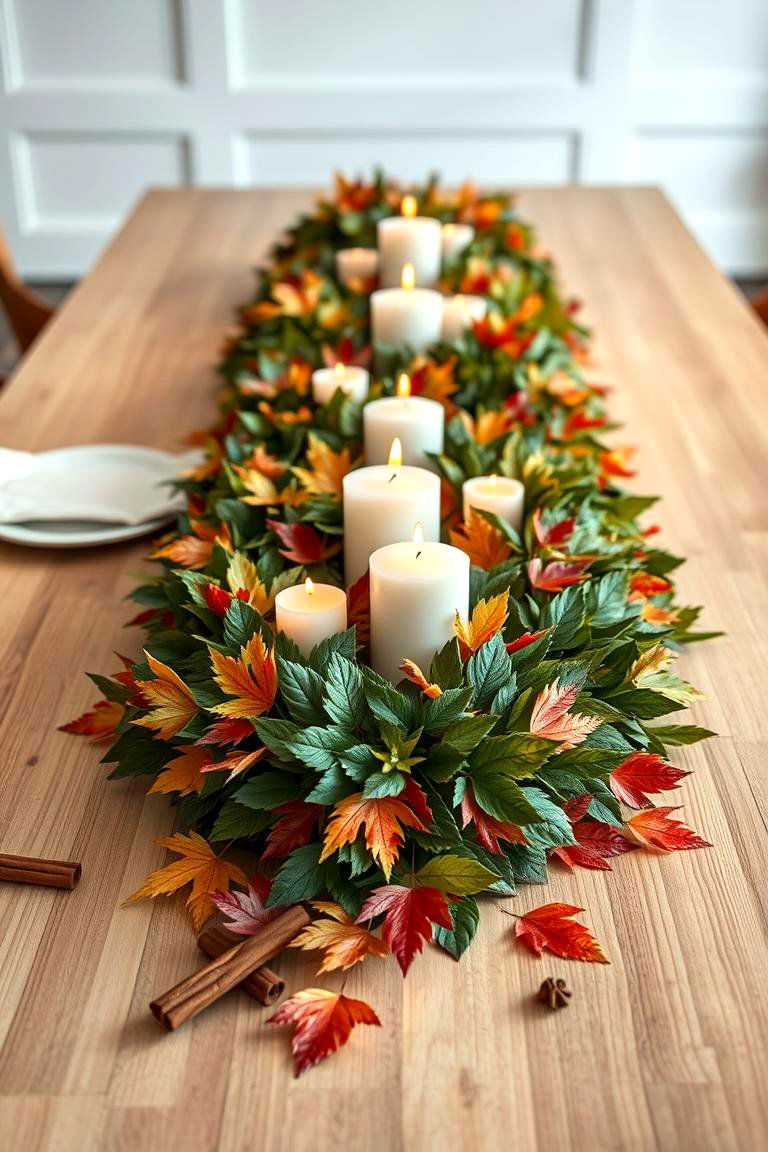 Leafy Garland Centerpiece - 25 Thanksgiving Centerpiece Ideas