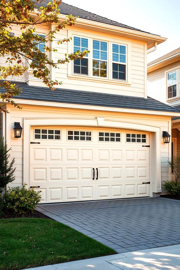 Light Beige for a Soft Elegant Finish - 25 Garage Door Paint Ideas