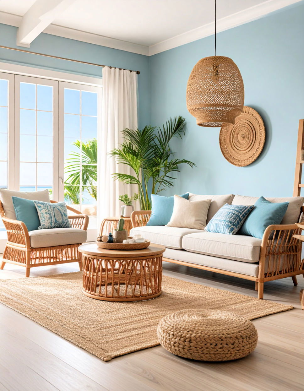 Light Blue and Beige for Coastal Calm Two Colour Combination for Living Room