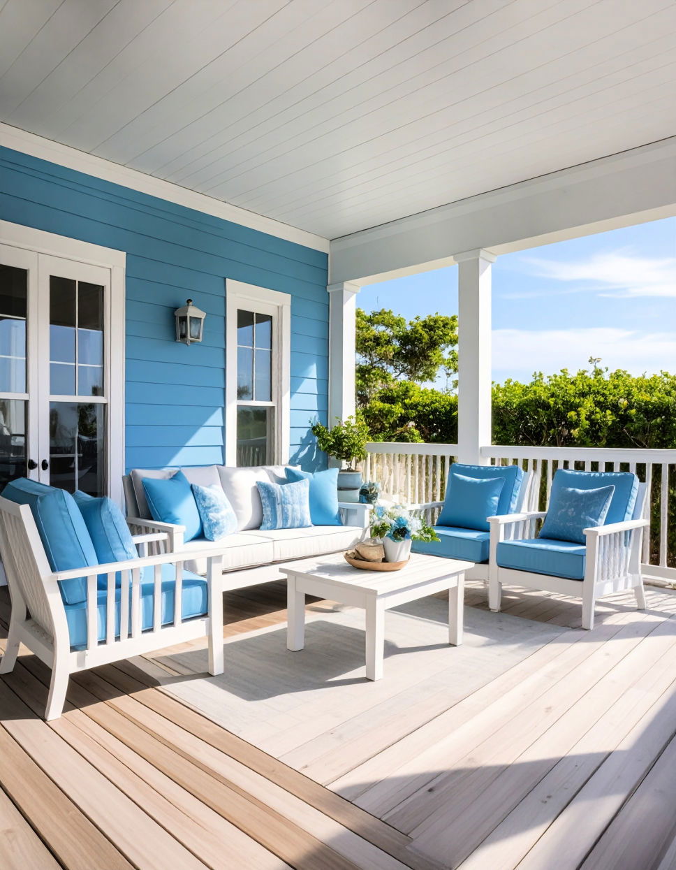 Light Blue and White Two Tone Deck Color Schemes