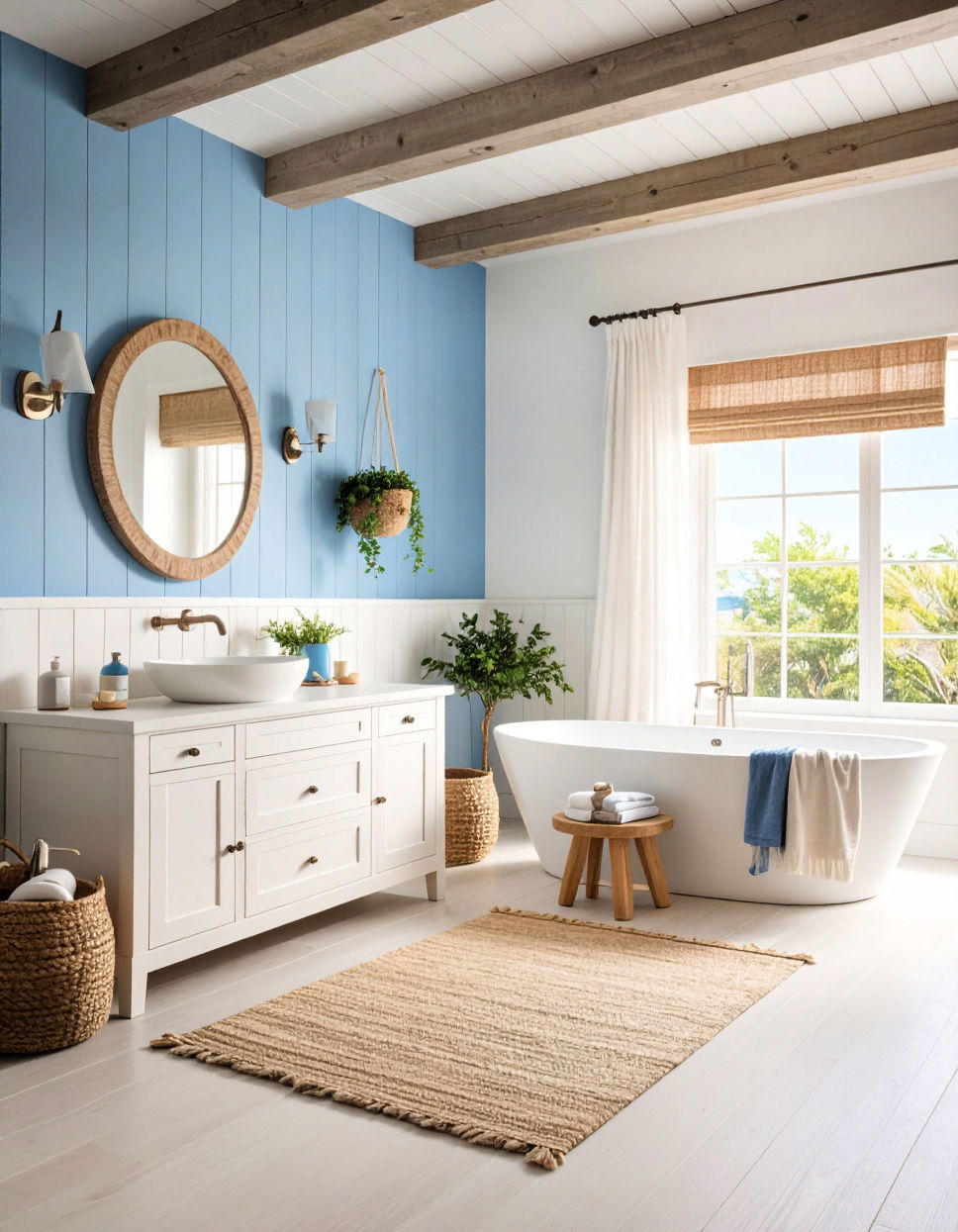 Light Blue and White for a Coastal Feel Two Tone Wall Paint Ideas