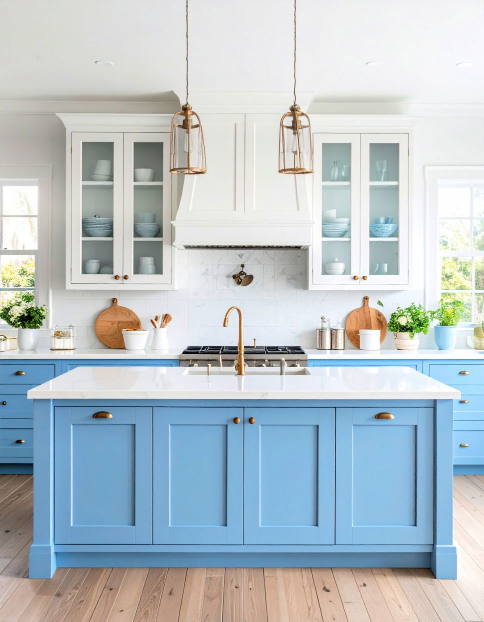 Light Blue and White for a Fresh Airy Feel Two Tone Kitchen Cabinet Ideas