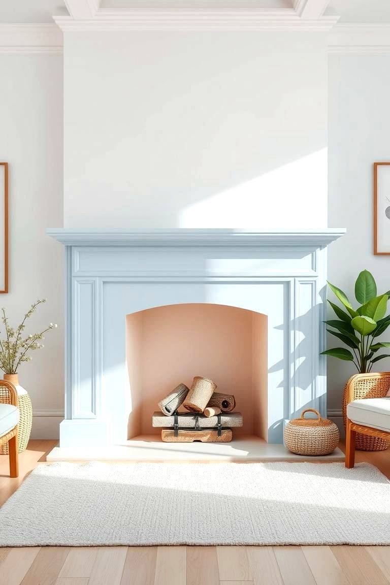 Light Blue for a Fresh Inviting Look - 25 Fireplace Paint Ideas