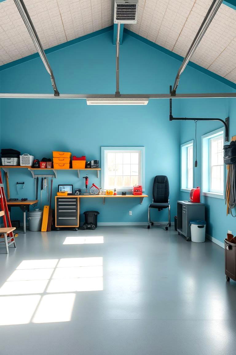 Light Blue to Promote Calm and Focus - 25 Garage Wall Paint Ideas