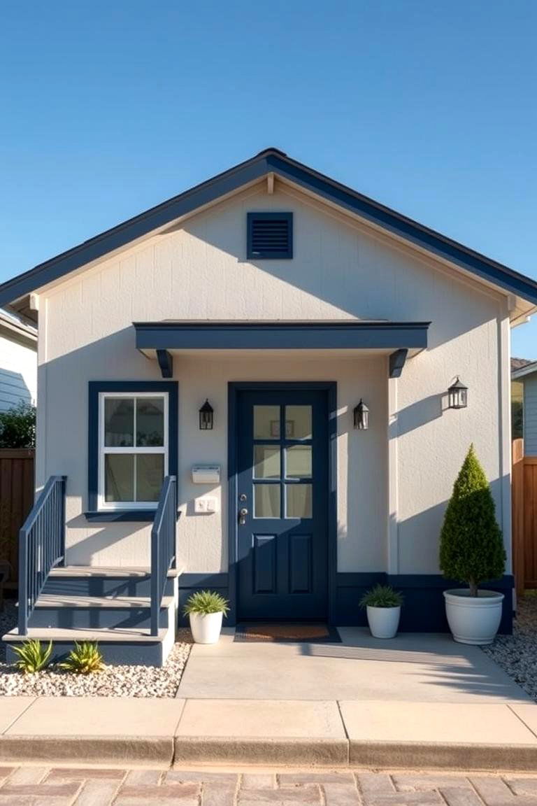 Light Gray and Navy - 25 Exterior Color Palettes for Small Homes