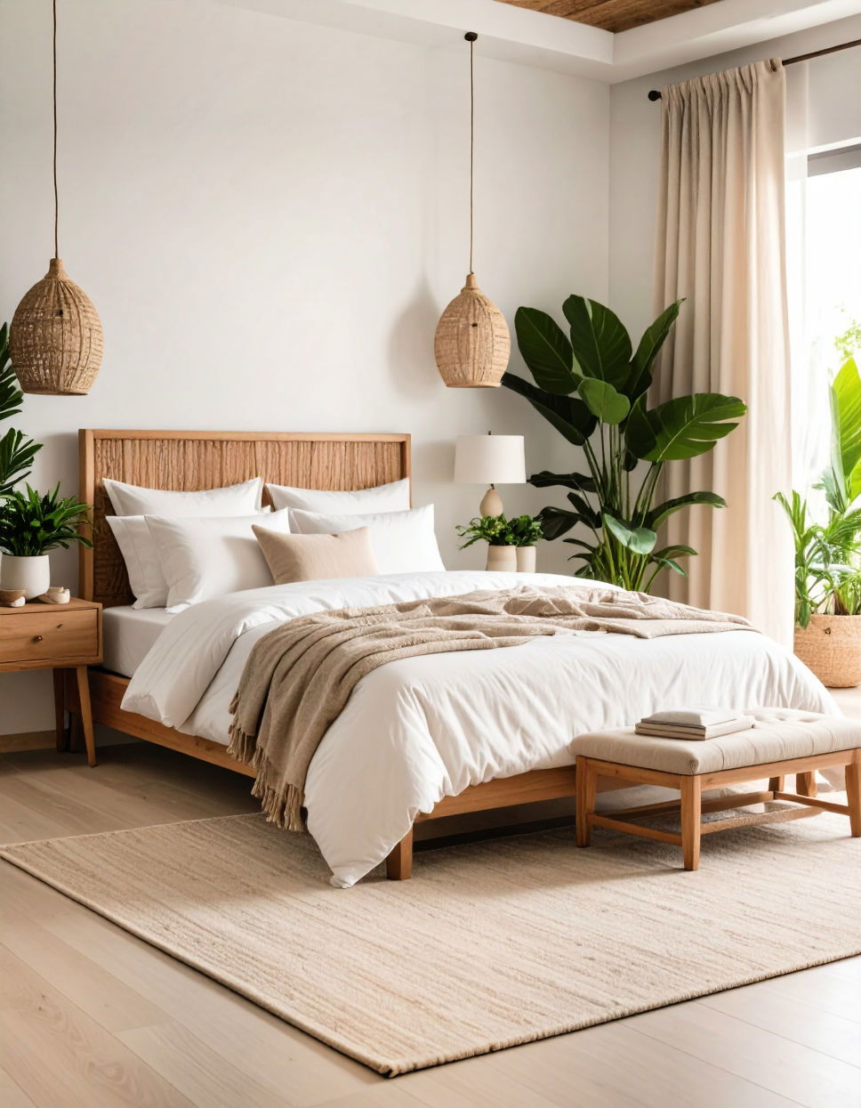 Light Linen Fabrics for a Soft Breezy Feel Tropical Bedroom Ideas