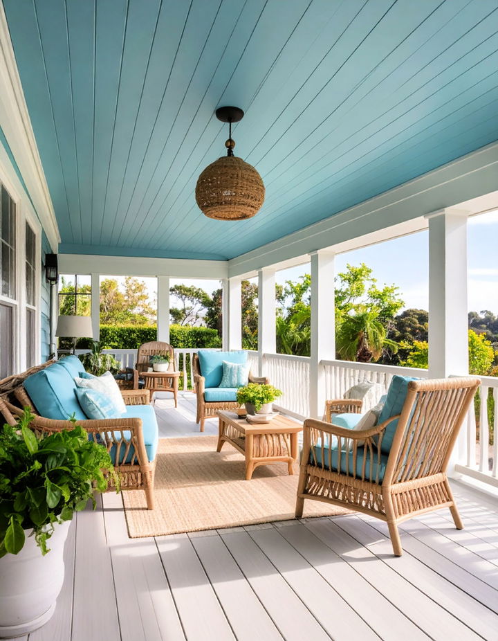 Light Toned Vinyl for a Coastal Vibe Vinyl Porch Ceiling Ideas