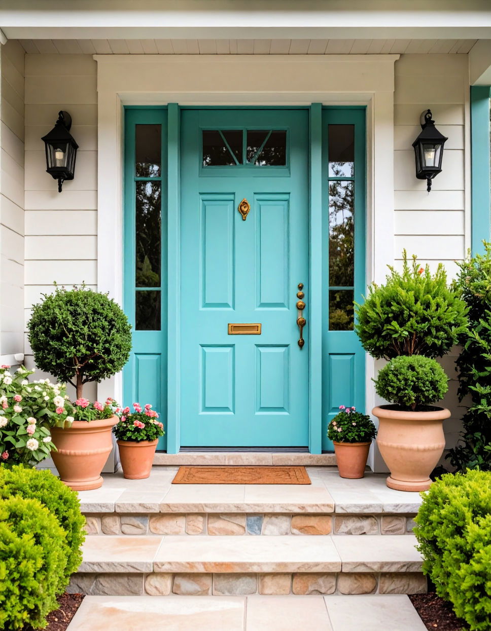 Light Turquoise for a Soft Look Turquoise Front Door Ideas