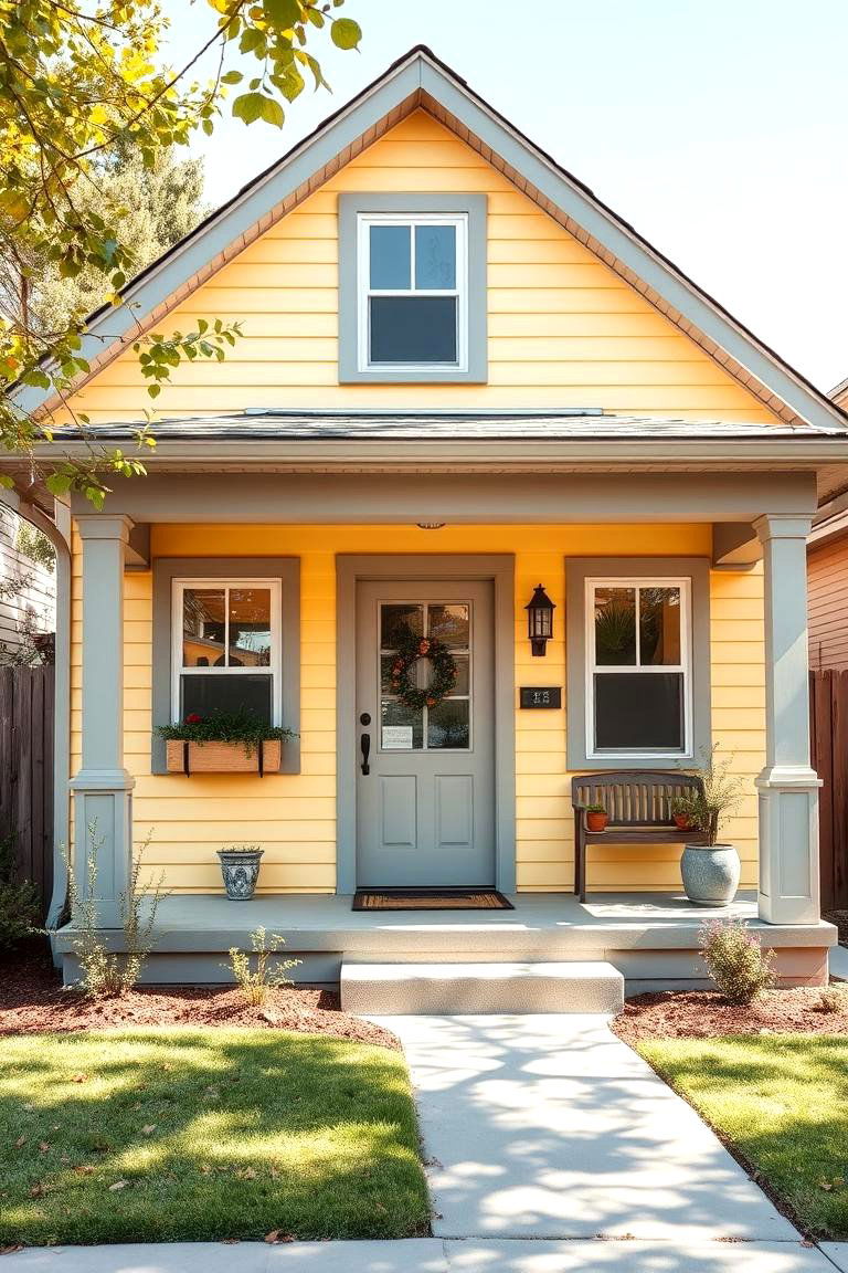 Light Yellow and Soft Gray - 25 Exterior Color Palettes for Small Homes