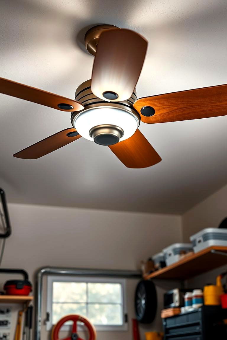 Lighted Ceiling Fans for Multi Functional Comfort - 25 Garage Lighting Ideas