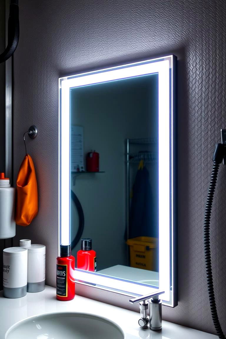 Lighted Mirrors for Garage Vanity Areas - 25 Garage Lighting Ideas