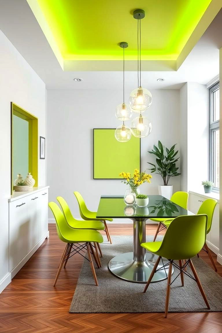 Lime Green for a Contemporary Energized Look - 25 Green Dining Room Ideas