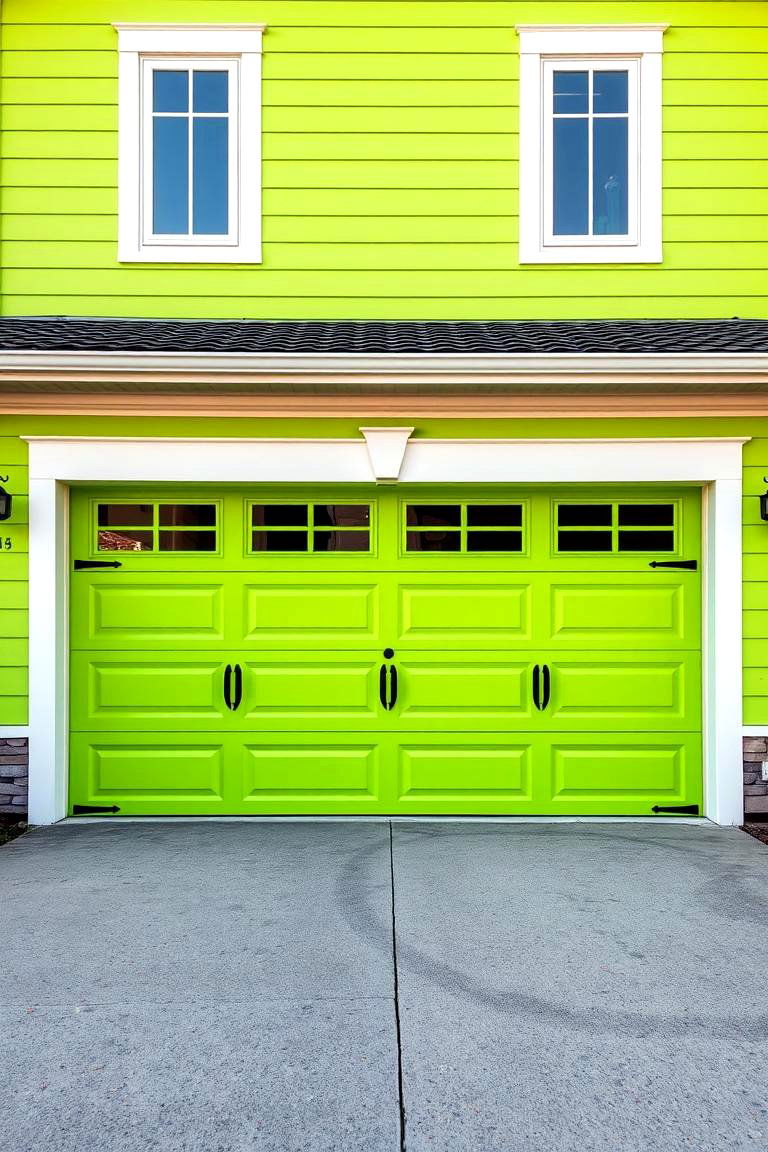 Lime Green for a Playful Fun Look - 25 Green Garage Door Ideas