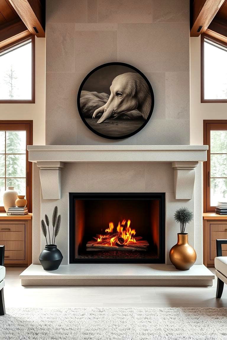 Limestone Fireplace - 25 Cabin Fireplace Ideas