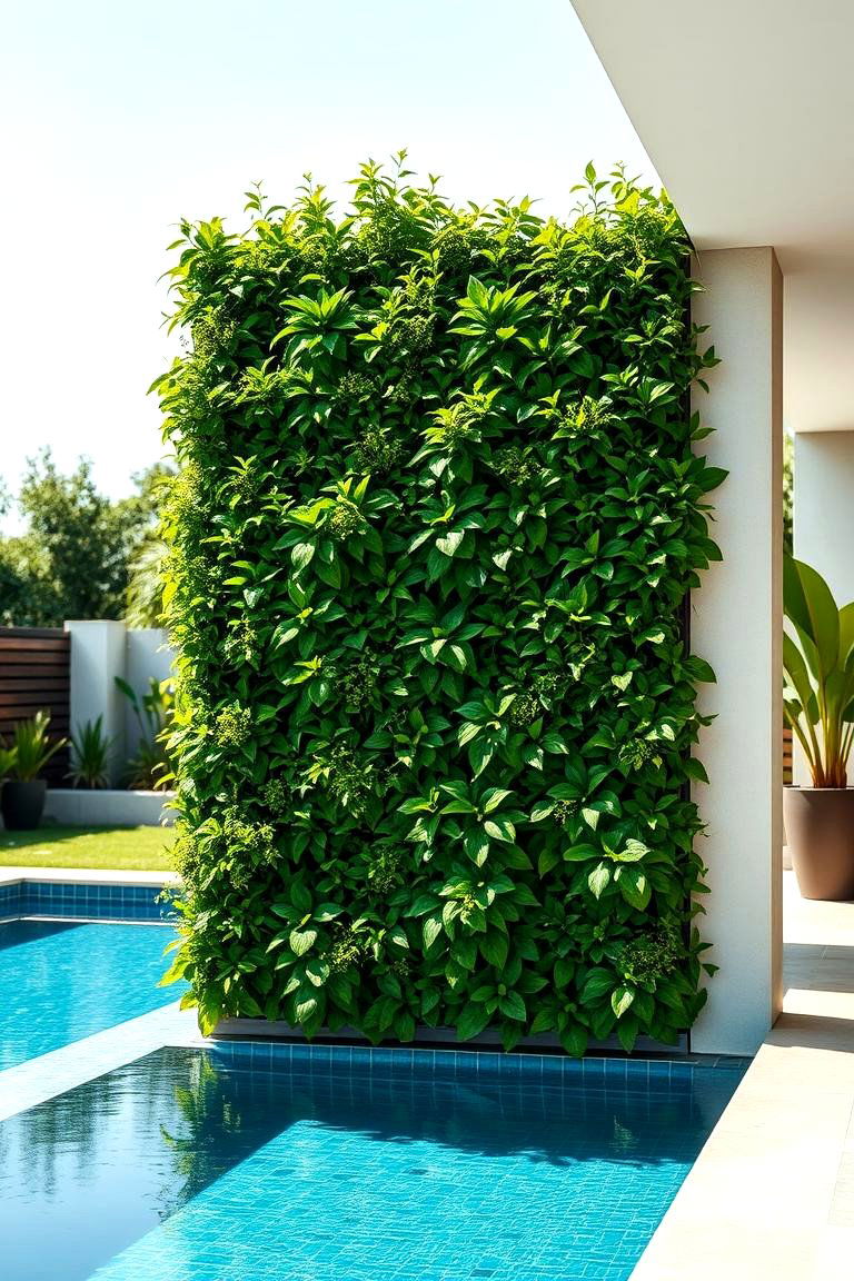 Living Walls for Vertical Greenery and Shade - 25 Pool Shade Ideas