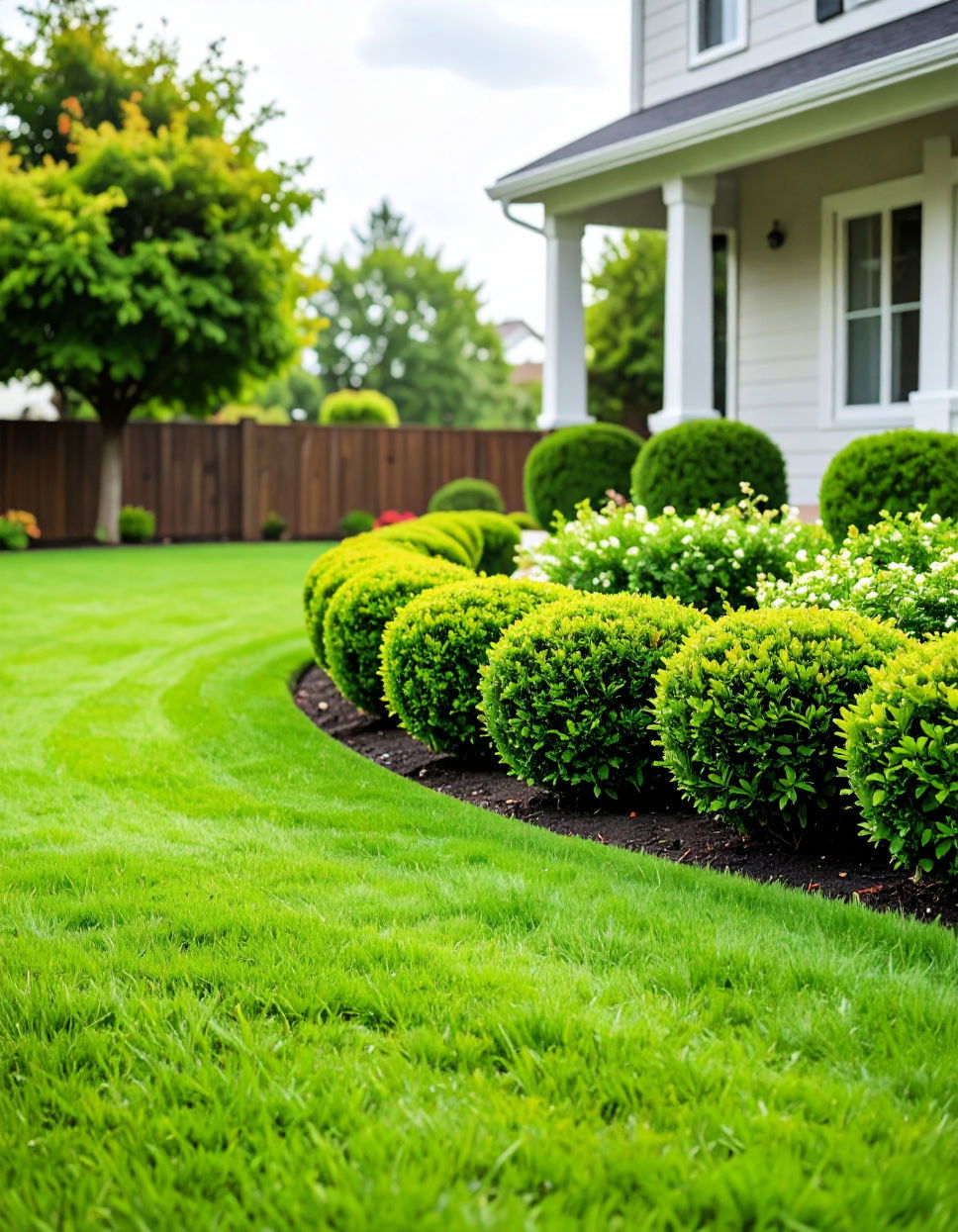 Low Boxwood Border for Lawn Definition