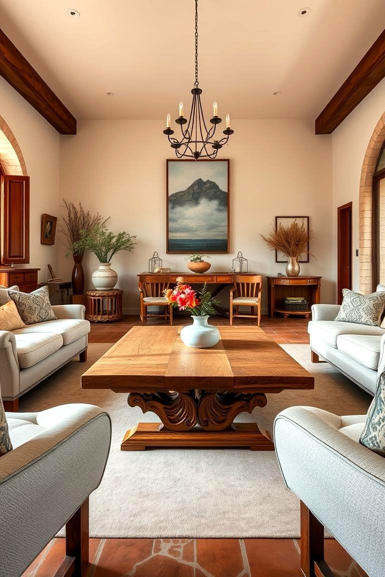 Low Comfortable Coffee Tables - 25 Tuscan Living Room Ideas