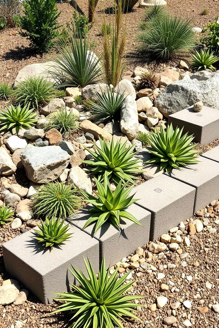 Low Maintenance Rock Garden - 25 Cinder Block Garden Ideas