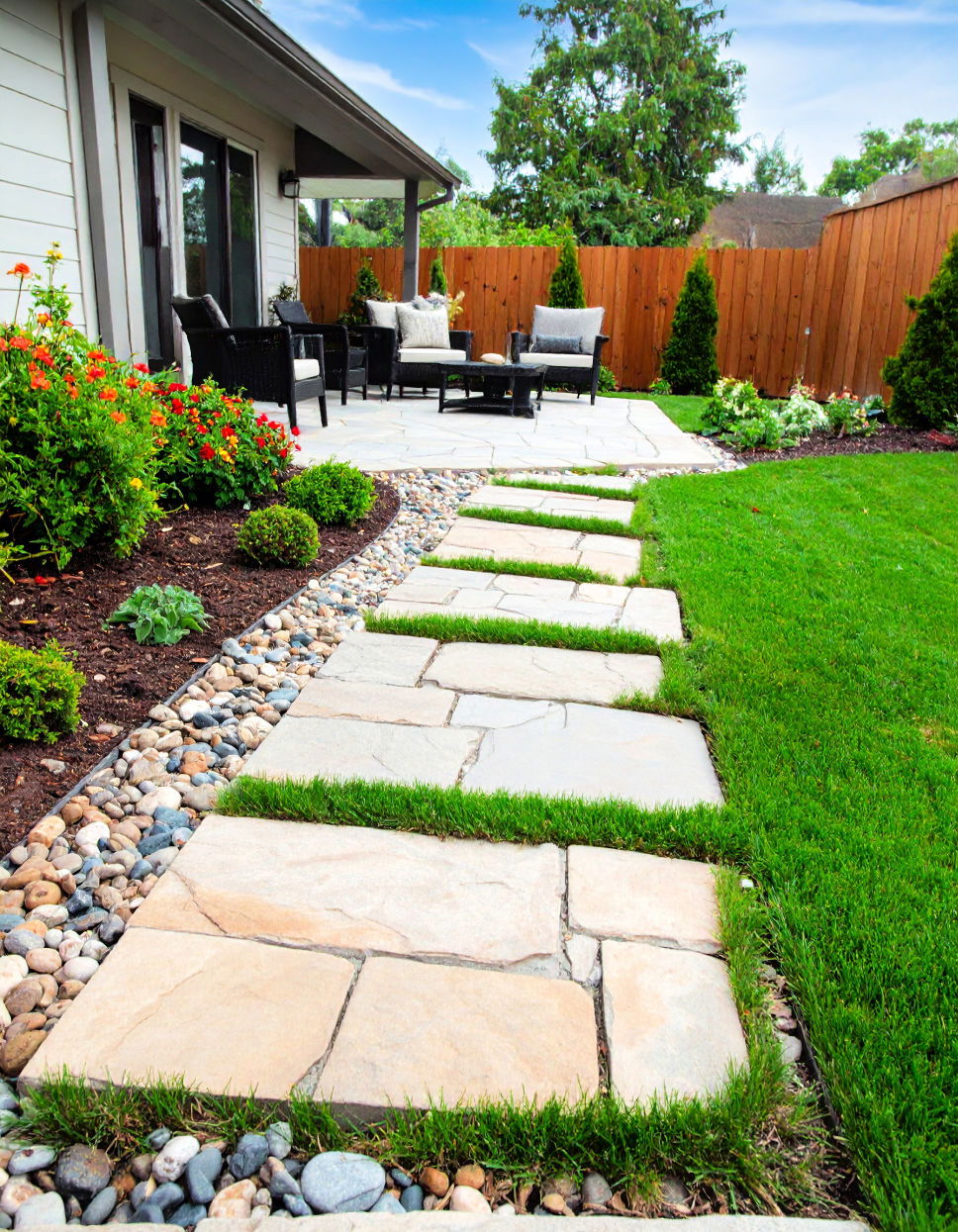 Low maintenance Flagstone Patio
