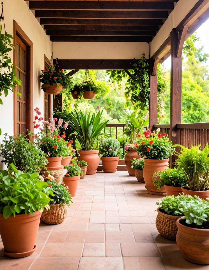 Lush Greenery and Potted Plants Veranda Ideas