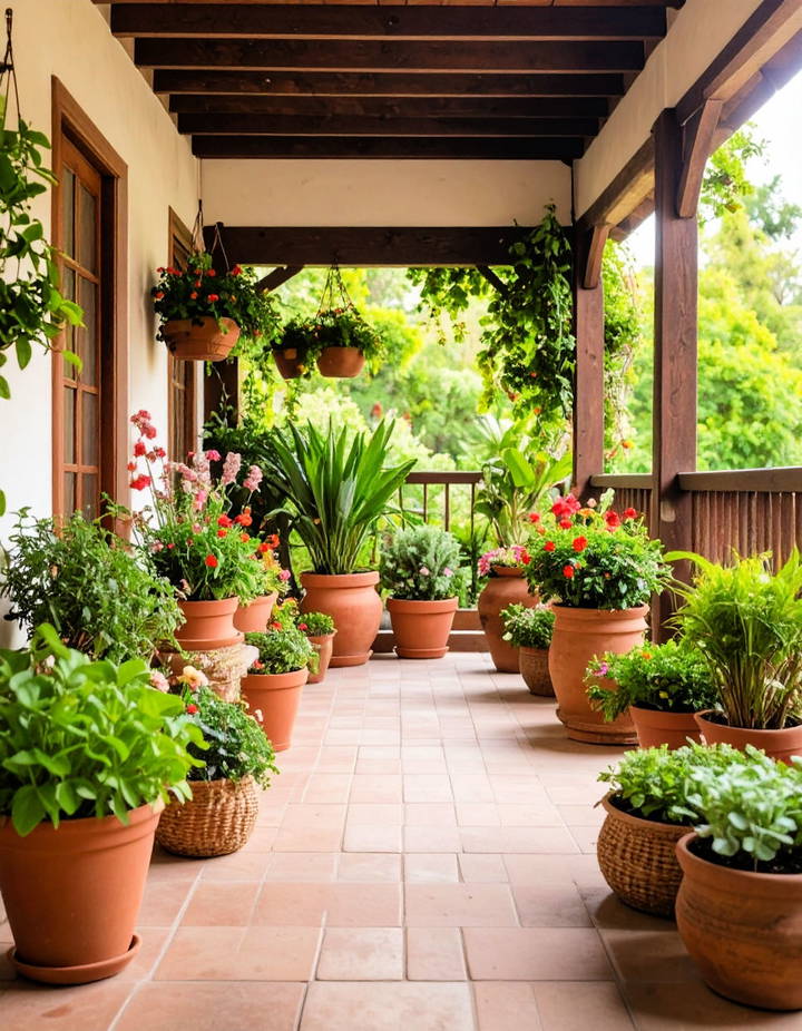 Lush Greenery and Potted Plants Veranda Ideas