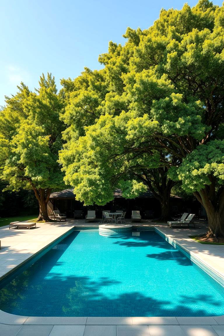 Lush Tree Planting for Natural Canopy - 25 Pool Shade Ideas
