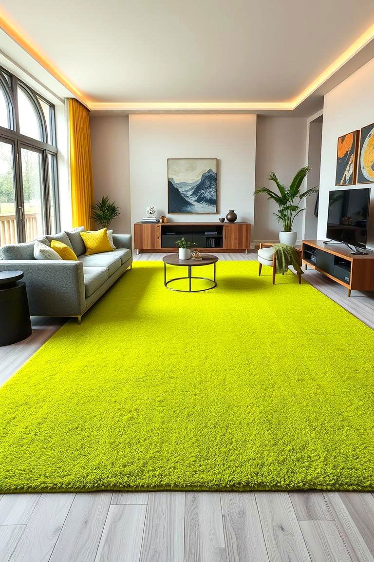 Make a Bold Statement with Lime Green Carpets - 25 Green Carpet Living Room Ideas